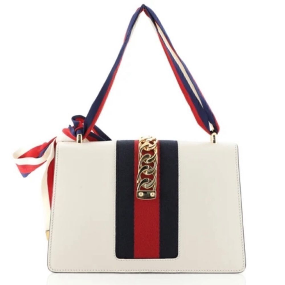 Gucci Sylvie White Leather Shoulder Bag - Picture 2 of 13